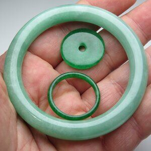 "Natural Jade bangle +   FREE Jade Ring & Jade Donut 53mm"